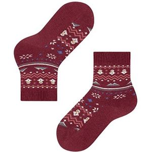 FALKE Unisex kinderen winter Fair Isle wol kasjmier halfhoog met patroon 1 paar sokken, rood (Ruby 8830), 31-34