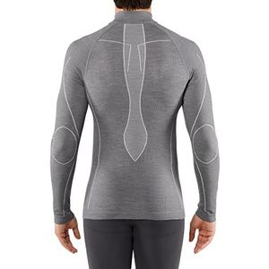 FALKE Heren Top van onderlaag Wool Tech. Regular Fit Zipped M L/S SH Merino Thermo Ondergoed Sneldrogend Warm 1 Stuk, Grijs (Grey-Heather 3757), S