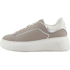Armani Exchange Super, High Sole Sneakers voor dames, beige + gebroken wit, 39,5 EU, Beige Off White, 39.5 EU