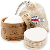 Chinchilla® Wasbare sponsdoek make-up pads 10 stuks | wattenpads van houtcellulose | incl. waszak van katoen | Made in Germany, herbruikbaar, scheurvast, duurzaam