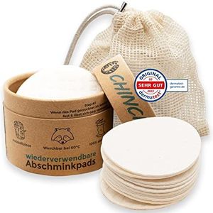 Chinchilla® Wasbare sponsdoek make-up pads 10 stuks | wattenpads van houtcellulose | incl. waszak van katoen | Made in Germany, herbruikbaar, scheurvast, duurzaam