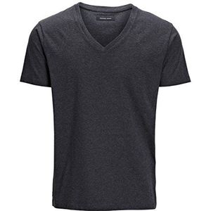Selected Homme Pima katoenen T-shirt met V-hals en korte mouwen voor heren, Donkergrijs Melange, XL