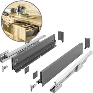 GTV Ladesysteem AXIS PRO I ladegarnituur met volledige uittrekbaarheid en geïntegreerde demping I antraciet I belastbaarheid tot 40 kg I soft-close I vrije toegang I breedte: 450 mm I hoogte: 86 mm