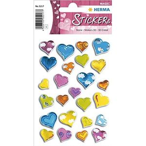 HERMA 5217 Valentijnsdag hartstickers, harten met bloemen (25 stickers, folie, mat) zelfklevend, permanent hechtende motief-etiketten ter decoratie voor meisjes en jongens, kleurrijk