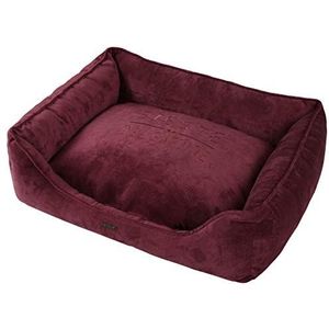 WOUAPY - Sofa Prestige Slaapbank voor honden - slaapplaats voor honden - Fluwelen slaapplaats met borduurwerk - design, praktisch en comfortabel - maat L, rood