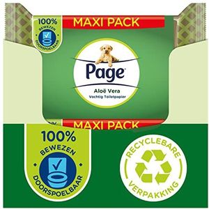 Page Vochtig Toiletpapier - Aloe Vera Maxipack - 444 Stuks (6 x 74 Stuks) - Voordeelverpakking