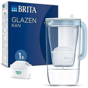 BRITA Glazen waterfilterkan licht blauw (2,5L) incl. 1x MAXTRA PRO ALL-IN-1 filter - Premium glazen design kan met handig vuldeksel & vervangingsindicator, vermindert kalk