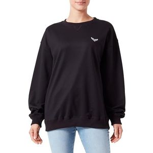 TRIGEMA Oversized sweatshirt met logo-patch, zwart, XXL