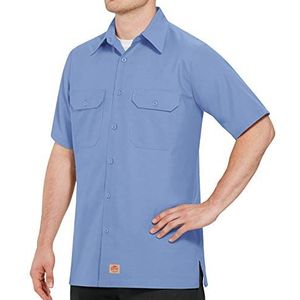 Red Kap Men's Solid Rip Stop Shirt, Light Blue, Short Sleeve X-Large