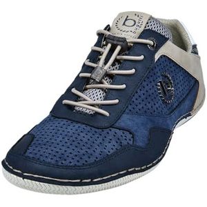 bugatti heren Casual sneakers met flexibele zool, veterschoenen met traagschuim, elastische schoenveters, Donkerblauw Blauw, 45 EU