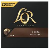 L'OR Espresso Koffiecups Forza (200 Espresso Koffie Capsules - Geschikt voor Nespresso* Koffiemachines - Intensiteit 09/12 - 100% Arabica Koffie - UTZ Gecertificeerd) - 10 x 20 Cups