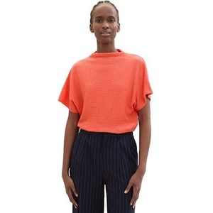 TOM TAILOR Denim T-shirt met lange mouwen voor dames, 11042 - Plain Rood, XXL