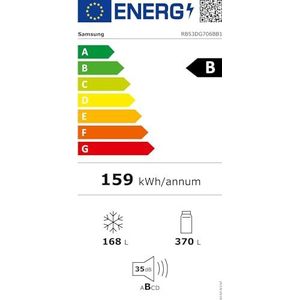Samsung RB53DG706BB1EF Koel-vriescombinatie, 203 cm, 538 l, extra breed (75 cm), koelkast met vriesvak, Wifi & AI Energy Mode, Twin Cooling+, Twist Ice Maker, Premium Black Steel