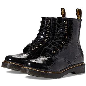 Dr. Martens 8 Eye Boot, Amfibieën voor dames, Black Distressed Patent, 36 EU, Black Distressed Patent, 36 EU