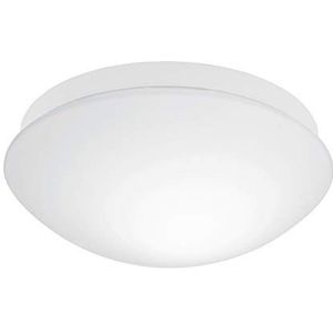 EGLO Plafondlamp Bari-M, plafondlamp met bewegingsmelder en daglichtsensor, badkamerlamp van glas en kunststof in wit, vloerlamp met E27-fitting, IP44