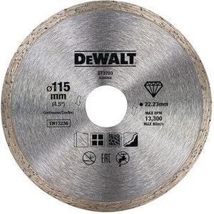 Dewalt Dt40204-Qz Diamant-droogschijf met doorlopende rand, 115 x 22,2 mm, voor keramiek