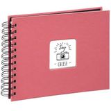 Hama Fotoalbum 24x17 cm (spiraal-album met 50 zwarte pagina's, fotoboek met pergamijn-scheidingsbladen, album om in te plakken en zelf vorm te geven), flamingo-rood/-roze