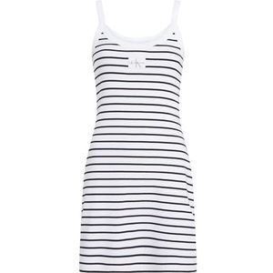 Calvin Klein Jeans Vrouwen Geweven Label Rib Tank Jurk Bodycon Jurk, Ck Zwart/Helder Wit Gestreept, 3XL, Ck Zwart/Helder Wit Gestreept, 3XL