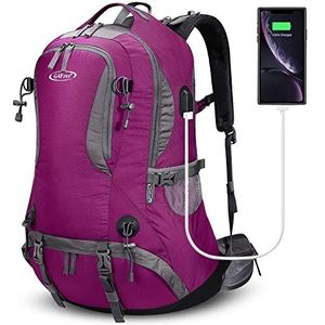 G4Free 50L Waterdichte Wandelrugzak met Regenhoes Rugzak Bergbeklimmen Reizen Camping Trekking Dagrugzak Outdoor Sport voor Mannen Vrouwen, rozerood, 50L