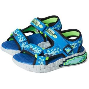 Skechers Mega-Splash 4k platte sandaal voor babyjongens, Blauw Limoen, 1 UK Child