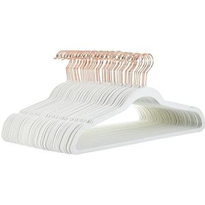 Amazon Basics Fluwelen kleerhangers voor pakken, smal, ivoor/roségoud, antislip, pak van 50