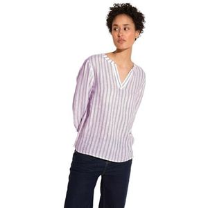 Street One Dames Ls_Striped Linnen Splitneck Blo Shirt, geur van lavendel, 46