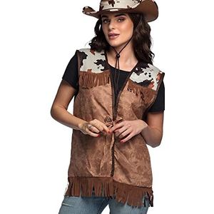 Boland 54322 - Western vest voor volwassenen, unisex, bruin, jas, gilet, cowboy, Wild West, kostuum, carnaval, themafeest