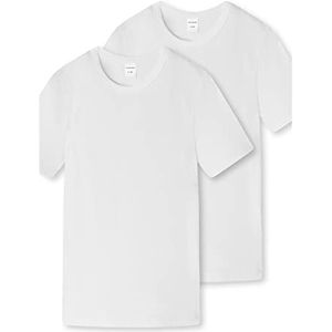 Schiesser Onderhemd voor jongens, set van 2 stuks, 95/5 biologisch katoen, maat 140 tot 176, Wit_173540, 176 cm