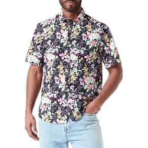 Replay Herenhemd, regular fit, korte mouwen, 010 Black & Flowers, XL