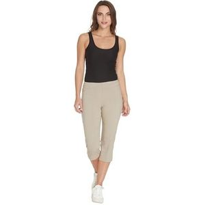 SLIM-SATION Women's Wide Band Pull on Straight Leg Capri with Tummy Control, 14, Stone