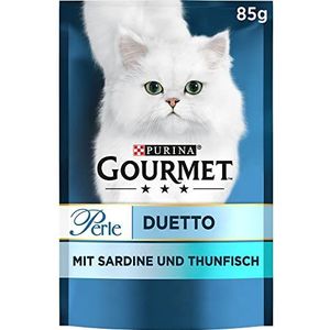 PURINA GOURMET Perle Duetto Katzenfutter nass, mit Sardinen und Thunfisch, 26er Pack (26 x 85g)