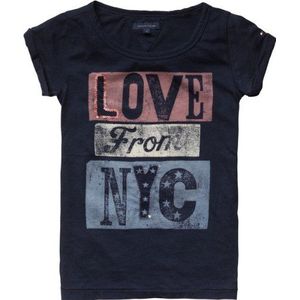 Tommy Hilfiger - T-shirt – 1/2 mouwen – meisjes, blauw (403 Midnight), 10 Jaar