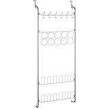 WENKO Deurorganizer, veelzijdig deurrek voor het ophangen van kleding, sjaals en schoenen, hangrek aan de binnenkant van kast en garderobe, 59 × 150,5 × 18,5 cm, gepoedercoat metaal, zilver