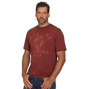 JP 1880 Heren grote maten grote maten Menswear L-8XL T-shirt, halve mouwen, surfprint, ronde hals 818236, roest, 5XL