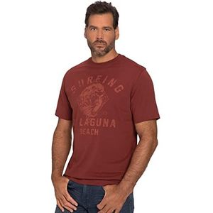 JP 1880 Heren grote maten grote maten Menswear L-8XL T-shirt, halve mouwen, surfprint, ronde hals 818236, roest, XL