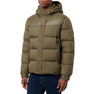 Tommy Hilfiger Heren MIX DOWN HOODED PUFFER JAS MW0MW36569, Puffer Jacket, Khaki, S, Khaki (Legergroen), S