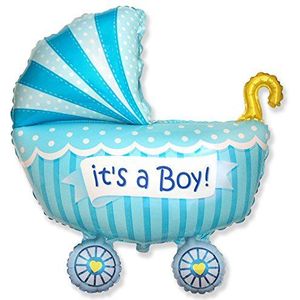 Ballonim® Kinderwagen blauw It's a Boy ca. 80 cm ballonnen folieballon party decoratie verjaardag