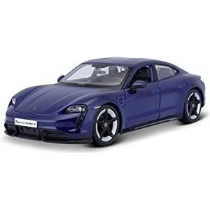 Bburago 18-21098B Porsche Taycan Turbo S in blauw, schaal 1/24 (18-21098B), uniseks, kinderen, kleur: