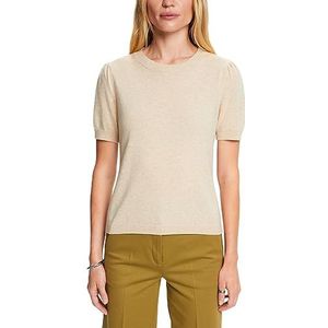 ESPRIT Met kasjmier: trui met korte mouwen, Crèam beige, L