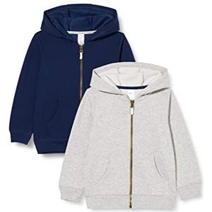 Simple Joys by Carter's Fleece hoodies voor peuters en babyjongens, met volledige ritssluiting, verpakking van 2 stuks, Grijs/marine, 2T