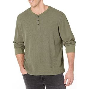 Wrangler Authentics Herenshirt met lange mouwen, wafelstructuur en Henley-halslijn, M