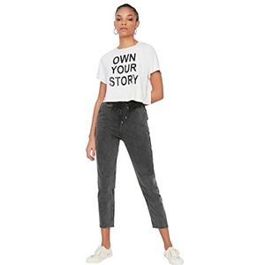 Trendyol Vrouwen Antraciet Hoge Taille Jogger Mom Jeans, Antraciet, 62