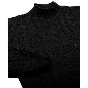 piano Dames gestructureerde gebreide trui met opstaande kraag acryl zwart maat XS/S, zwart, XS