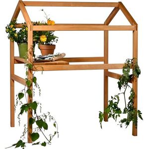 dobar® Ranktoren-opzetstuk voor tomaten en aardbeien, met plank, houten klimtoren voor verhoogd bloembed, kubus, 2,0-74 x 54 x 89 cm, bruin