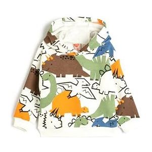 Koton Babyboys Hoodie Lange Mouwen Dinosaurus Bedrukt Brushed Interieur Sweatshirt, ecru design (0d1), 6-9 Monate