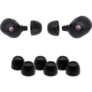 Comply Premium schuimrubberen oordopjes, compatibel met Sony True Wireless XM5, XM4, Linkbuds S & C700N, maat M, nieuwe versie 2025 met reinigingsgereedschap, zwart, 3 paar, Made in the USA