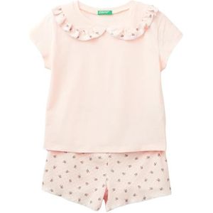 United Colors of Benetton Pig(T-shirt + short) 30960P061 pyjama-set, lichtpoeder 21 W, XS voor meisjes, helder poeder 21w, XS