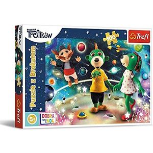Trefl, Puzzel Glitter, De Treflik Familie, 100 elementen, Trefliks tussen de sterren, voor kinderen vanaf 5 jaar