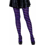 Leg Avenue 7100Q - Plus Größe Gestreiftes Strümpfhose Kostüm Damen Karneval, schwarz/lila, Größe: (EUR 42-46)
