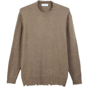 Diana Studio - Geribbelde halsbescherming van alpaca, moddergrijs, heren, lange mouwen, maat XL, regular fit, Grijs, XL/XXL